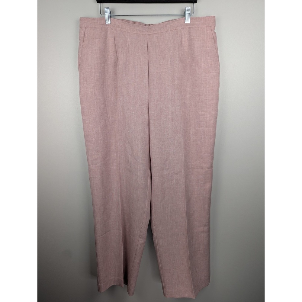 Alfred Dunner Pants Women 18W Pink Classic Fit Elastic Waist Straight‎ Hi-Rise